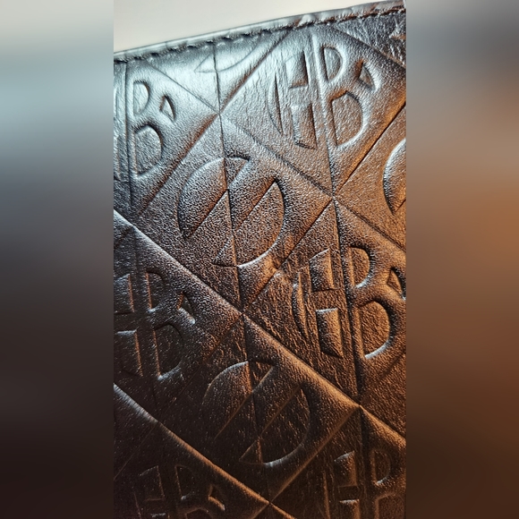 Henri bendel monogram embossed black leather top handle satchel bag - Picture 10 of 11